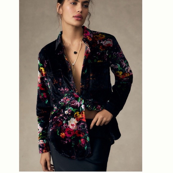 NWT Anthropologie Pilcro The Hadley Relaxed Buttondown Shirt: Velvet Edition XL - Picture 1 of 12